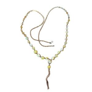 Chan Luu 925 silver clamps Hand Painted Beads Hemp Wicker Necklace